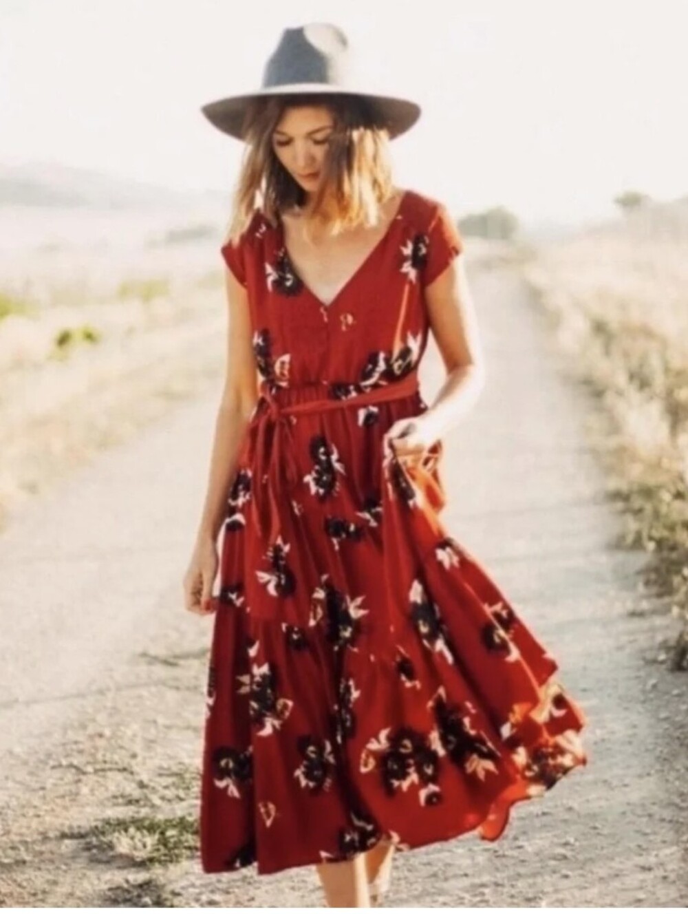 Free People All I Got Maxi Dress 2 XS EUC Floral Wedding Vacation Wanderlust